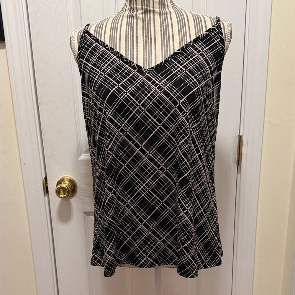 Grace and Lace Cami Black and White Plaid Women's Top Cami Tank